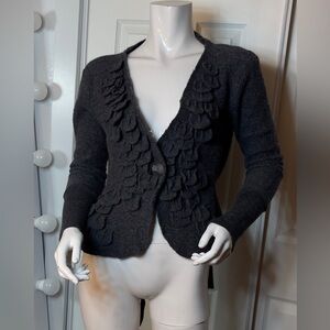 ‼️Wool Elegant Black Ruffled Cardigan